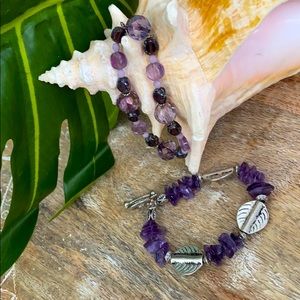 Set of 2 handmade gemstone bracelets